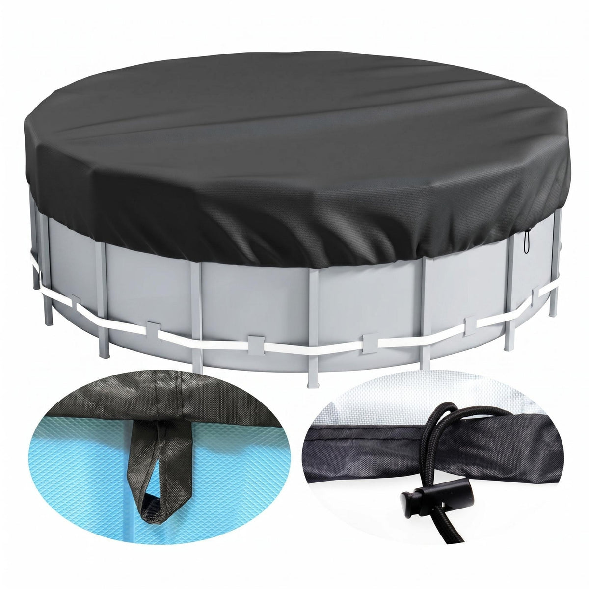 On-Ground-Ground Pool Cover Silver-Coated Round Pool Cover 210D Oxford Cloth