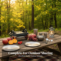 304 Stainless Steel Outdoor Tableware Set, Portable Camping Dinnerware, Bowl, Plate, Mug, Chopsticks, Spoon