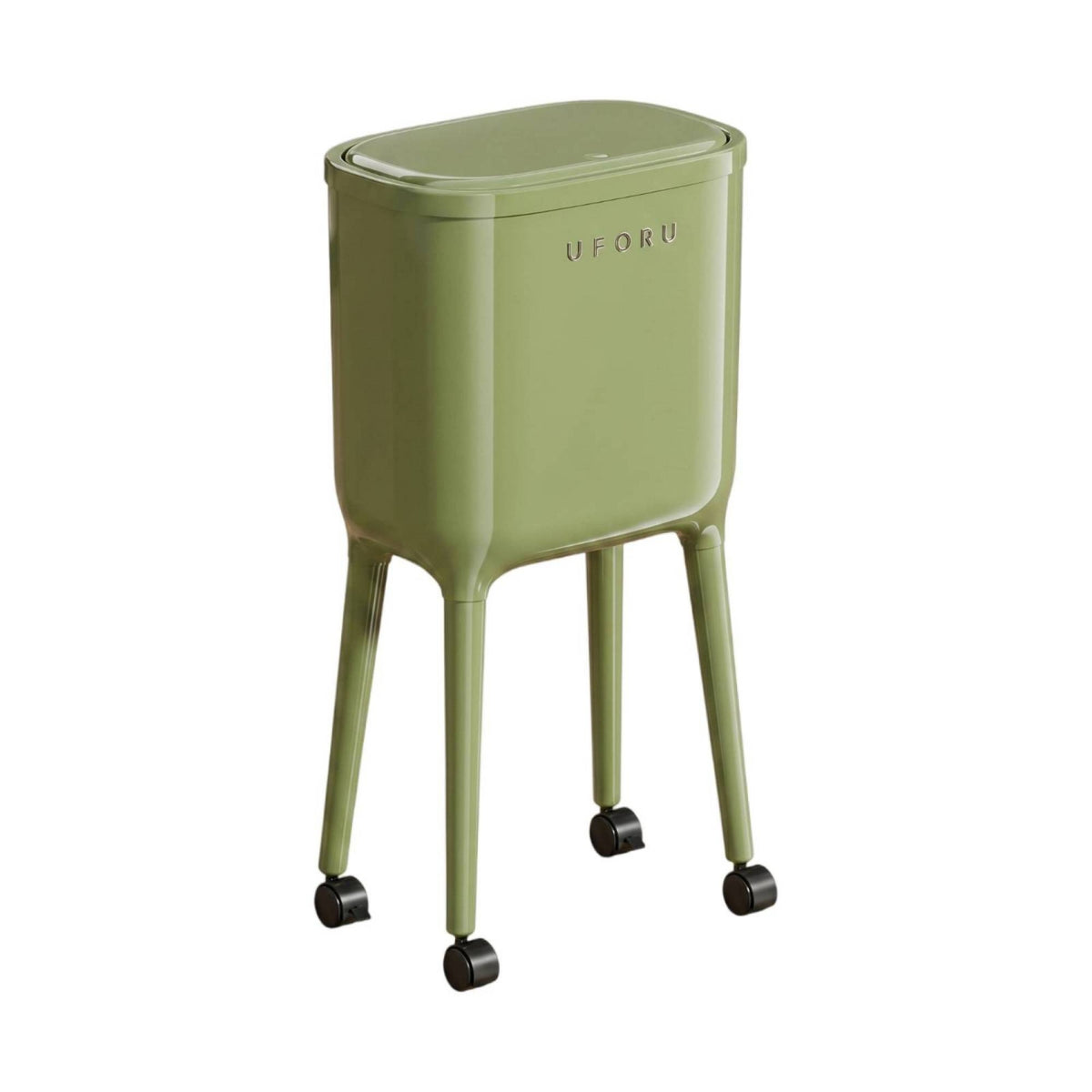 Trash Can with Legs Rectangular Mobile Waste Bin Long-Lasting for Kitchen