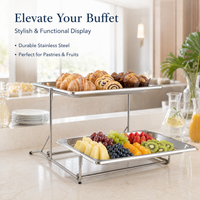 Two-Tier Stainless Steel Food Display Stand, Catering & Event Food Display, Pastry, Sandwich, Dessert, Buffet, Party, Hygienic Metal Serving