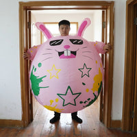 Pink Inflatable Bunny Costume, Funny Easter Hare Fancy Dress with Cool Sunglasses, Blow Up Novelty Outfit for Adults, Parties & Festivals