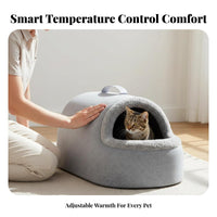 Heated Pet Den Automatic Heating Heated Feline Cave Private and Snug Pet House for Felines, Small Dogs, Cold Weather, Indoors, Living Room