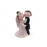 Bride and Groom Figurine Glossy Tabletop Ornament Cartoon-Style for Newlyweds