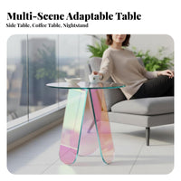 Iridescent Circular Table Rainbow Effect Circular Iridescent Stand Light Luxury Design Space-Saving Size for Homeowners, Balcony