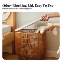 Woven Basket with Lid Waterproof Laundry Hamper Ventilated Design for Bedroom