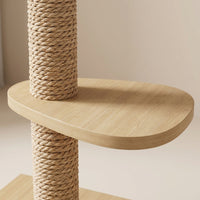 Cat Climbing Frame Activity Center with 7 Perches and Hammock, Solid Wood Multi Level Tree Indoor for Large Cats, Sisal Scratching Posts for Play