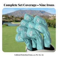 9 Pieces Golf Iron Head Cover Set | Easy-to-Manage Elastic Opening, Guard Padded Shape, Golf Iron Head Covers, for Travel