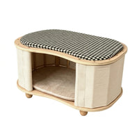 Cat House with Cushion Rattan-Style Cat Cave Indoor for Cats