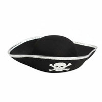 Child S Pirate Hat Gold/Silver Trim Pirate Leader Hat Costume Accessory Lightweight Themed Headwear Soft Material