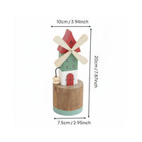 Dutch Design Wind Turbine Decor Hand-Cranked Wooden Wind Turbine Model Handmade