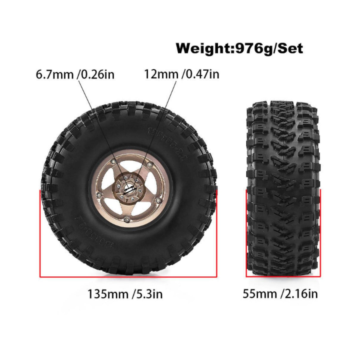 4 Pieces 2.2 Inch Beadlock Wheel Rim Wear Resistant Metal Rim Tire CNC Machined