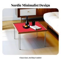 Wood and Metal Table Bauhaus Inspired Square Tea Table with Hairpin Legs