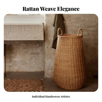 Woven Floor Basket Multi-Purpose Laundry Hamper Decorative for Bedroom, Families
