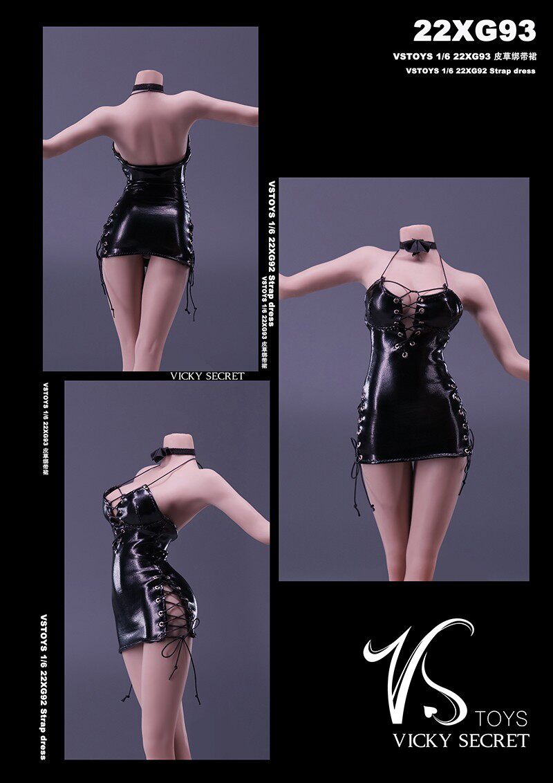 现货 VSTOYS 1/6 皮草绑带裙22XG93服装散件适合女兵人偶包胶素体