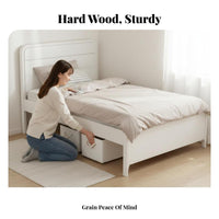 High-Leg Slatted Bedstead Space-Saving Design foundation Bed Frame Minimalist aesthetic Bedroom Furniture for Adults, Small Living Spaces, House, Guest Room