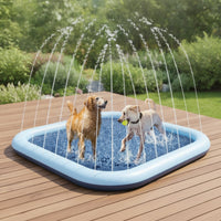 Splash Pad with Sprinkler Easy-Topet Cleaning Splash Pad Water Play Mat with Sprinkler Outdoor Safe for Pets, Backyard, Lawn