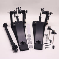 All-Black Brushed Double Bass Drum Pedal for Drum Kits