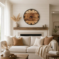 Wood Wall Timepiece Raised Numerals Round Wall Timepiece Black Frame