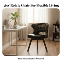 Upholstered Swivel Stool with Cutout Back Multi-Purpose for Study Room, Bedroom