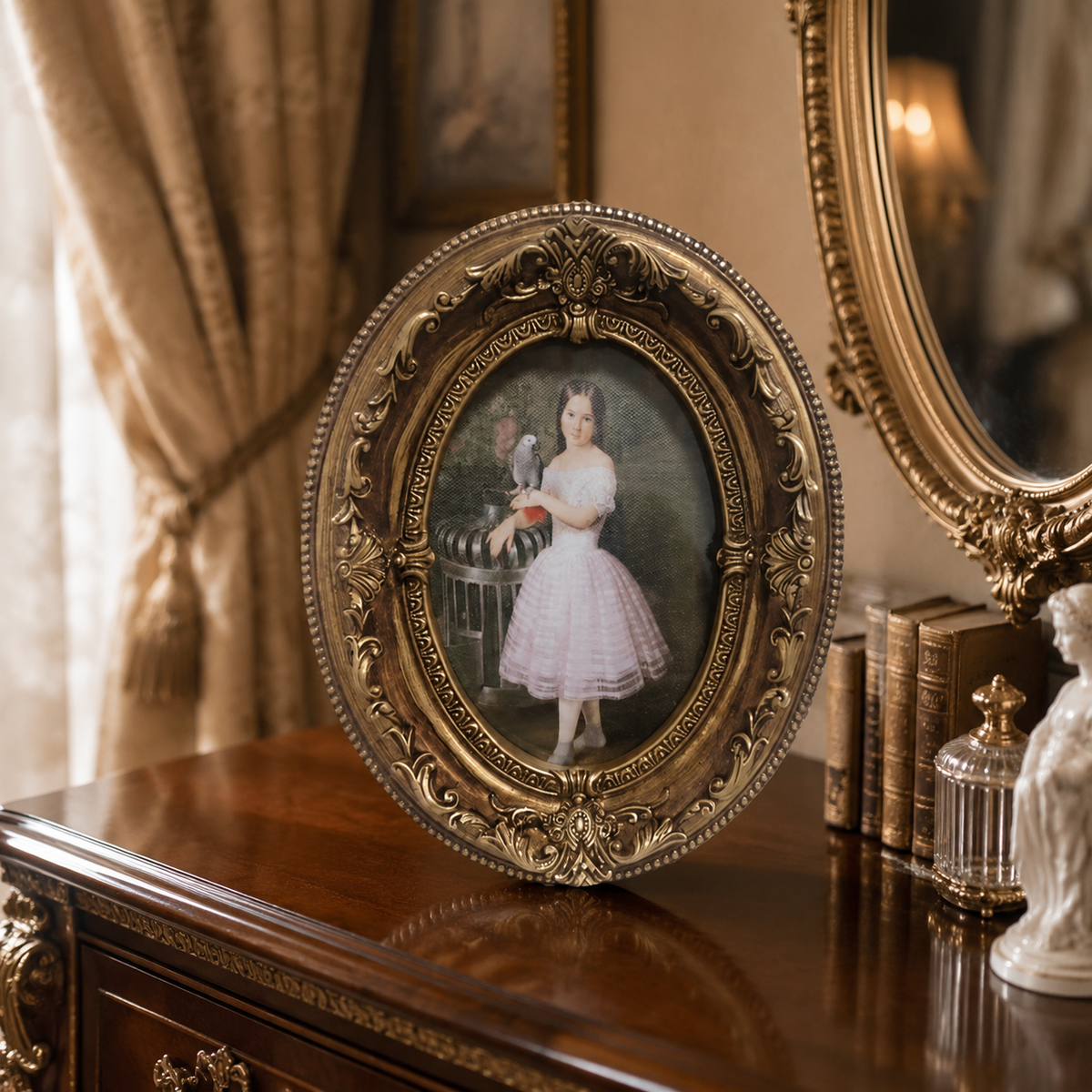Classic Resin Picture Frame, Handmade, 10x15cm Inside / 17x20cm Outside, Antique Gold, European Photo Frame for Wedding Gifts for Bride and Groom