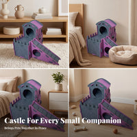 Modular Castle Hideout Star Cutout Multi-Level Cat House Ramp