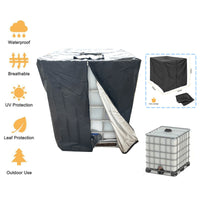 210D Oxford Cloth IBC Ton Bucket Cover 1000L Outdoor Water Tank Cover with Zipper and Lid, Waterproof, Dustproof, Heat Insulation