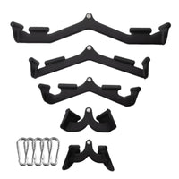 5 Pieces Lat Pulldown Attachment Set Multi-Position Cable Machine Handles with Carabiners Matte Black Cable Machine Attachment Set for Athletes