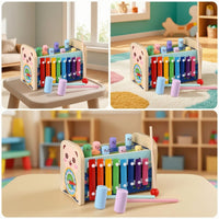 Pounding Pegs Toy Combination Pounding Toy with Mallet Multifunctional Pounding Pegs Game for Young Children, Kids, Playroom, Preschool