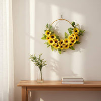 Artificial Floral Sun Wreath All Season Floral Entryway Wreath Crafted Home Decoration
