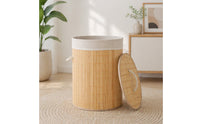Lidded Bamboo Laundry Basket with Lid Easy to Carry Laundry Basket with Lid Freestanding Sturdy for Bathroom, Bedroom
