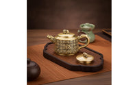 Brass Teapot Ornament Embossed Teapot with Dragon Handle Antique Retro Styled Decor for Collectors, Tabletop Display, Tea Room, Bookshelf