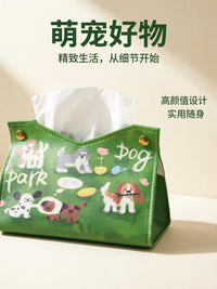 Creative Ins Style Tissue Box Cover with Cute Puppy, Pastoral Style, PU Leather