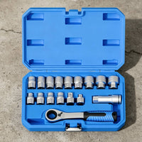 17 Pieces Pass Through Socket Set Reversible Go-Through Socket Set Quick Release for Car Repair Workers, Garage