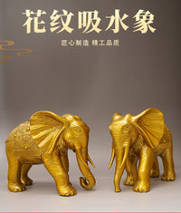 Brass Elephant Figurine Pair, Chinese Style, Indoor/Outdoor Decor