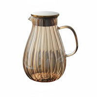 Easy to Clean Borosilicate Glass Carafe Large Capacity Ribbed Glass Pitcher for Home