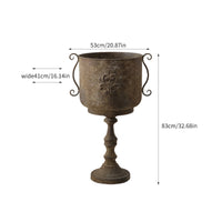 Vintage Pedestal Urn Planter Rustic Urn Planter with Pedestal Base Freestanding Plant Pot Metal for Garden, Entryway, Balcony