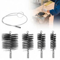 5 Pieces Wire Pipe Brush Kit Sturdy Chimney Pipe Brush Set Stainless Steel Bristles