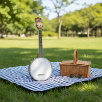 24 Inch Banjo Portable 4-String Banjo Long-Lasting Wood Body for Practice