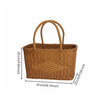 Market Basket Reusable Woven Basket Sturdy Handle for Bathroom