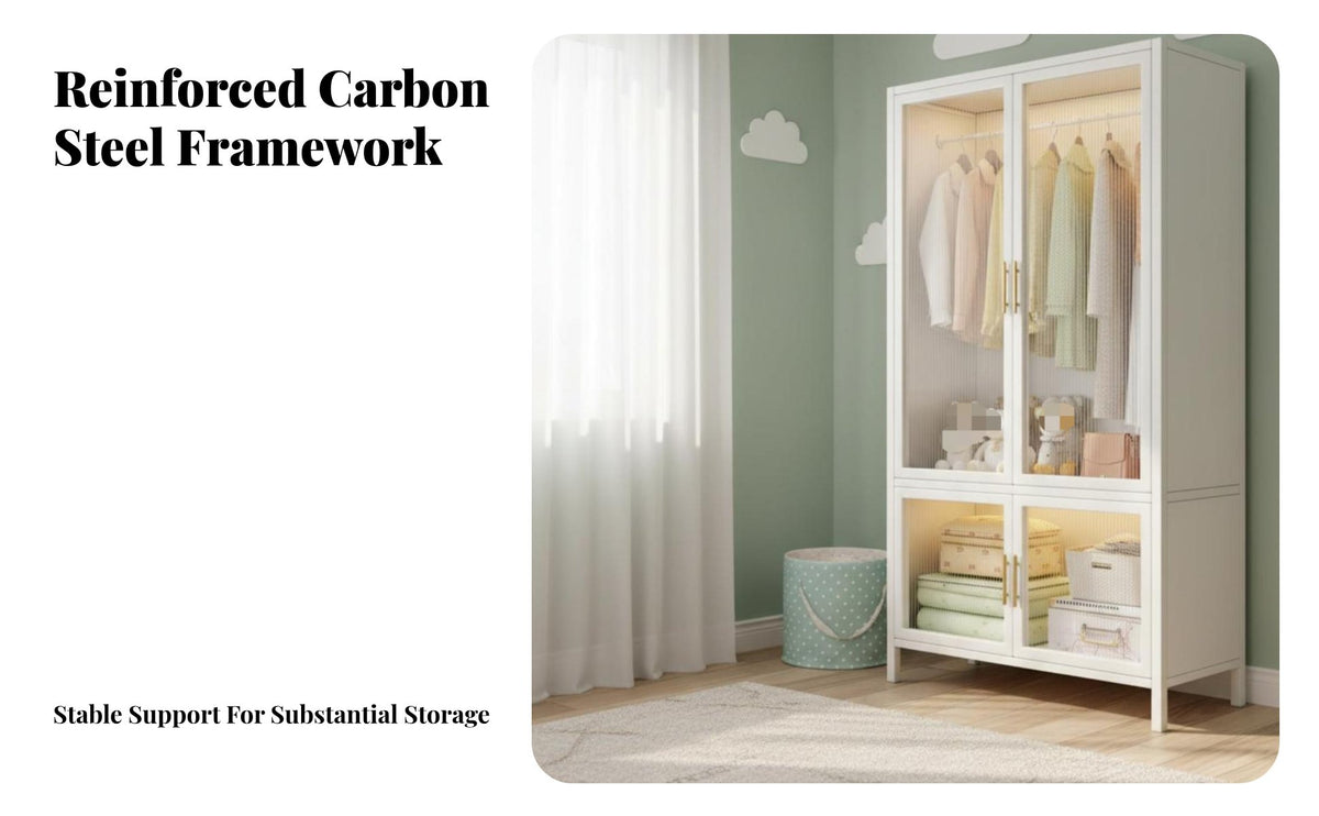 Space Saving Portable Closet with Cover Easy to Assemble independentstanding Garment Rack with Cover Large Capacity Bedroom Furniture Sturdy Frame for Children, Apartment Dwellers, Students, Kids Room, Cloakroom, Garage