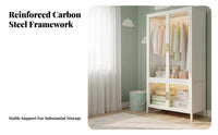 Space Saving Portable Closet with Cover Easy to Assemble independentstanding Garment Rack with Cover Large Capacity Bedroom Furniture Sturdy Frame for Children, Apartment Dwellers, Students, Kids Room, Cloakroom, Garage
