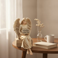 Angel Figurine with Dangling Legs Compact Angel Shelf Sitter Neutral for Mantel