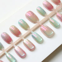 False Nails Almond Short Reusable Artificial for Ladies, 3D Embossed Electroplated Design for Party Wedding, Wearable