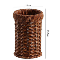 Woven Utensil Holder Iron Frame Cylindrical Utensil Holder Brown Finish Kitchen Storage