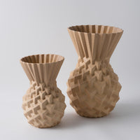 Modern Minimalist Ceramic Vase with 3D Printed Woven Pattern, Diamond Shape
