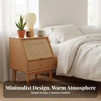 Rattan Drawer Nightstand Nordic Design Wicker Front End Table Woven Panel Design