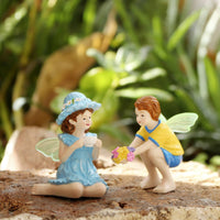Boy and Girl Figurine Set Glowing Miniature Boy and Girl Statues Gift for Desk