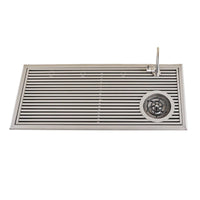 Tea Making Coffee Pour Over Drain Rack Over the Sink with Faucet Opening Stainless Steel Beverage Tray with Cup Rinsing Device for Baristas, Cafes, Home Beverage Stations