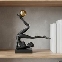 Iron Ornament Statue Artistic Flair Human Figure Statue Black and Gold Figurine for Study, Entryway