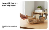 Woven Rectangular Bin with Handles Imitation Rattan Design for Kitchen, Students